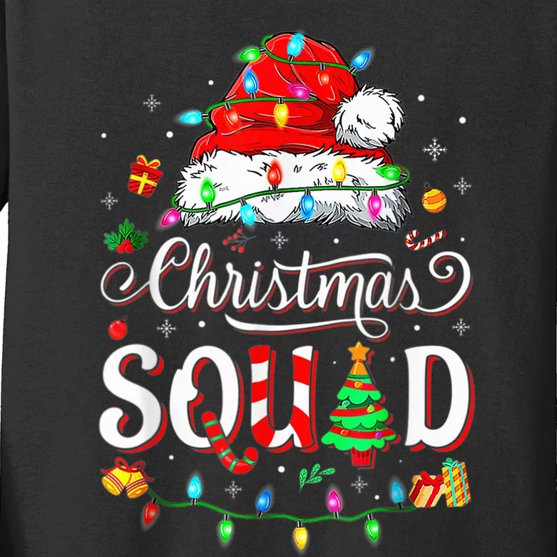 Christmas Morning Squad Red Buffalo Plaid Tree Santa Family Kids Long Sleeve Shirt