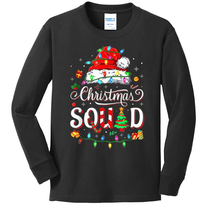 Christmas Morning Squad Red Buffalo Plaid Tree Santa Family Kids Long Sleeve Shirt