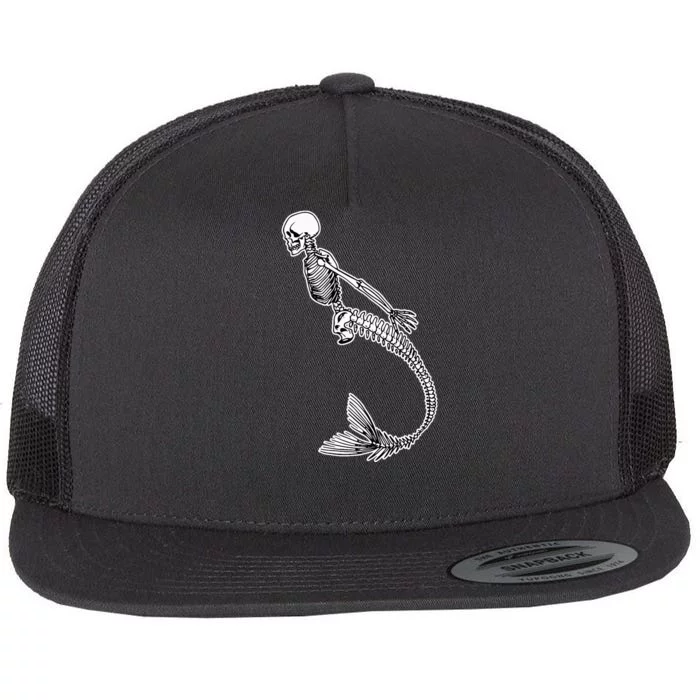 Creepy Mermaid Skeleton Halloween Costume Idea Flat Bill Trucker Hat