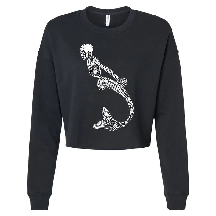 Creepy Mermaid Skeleton Halloween Costume Idea Cropped Pullover Crew