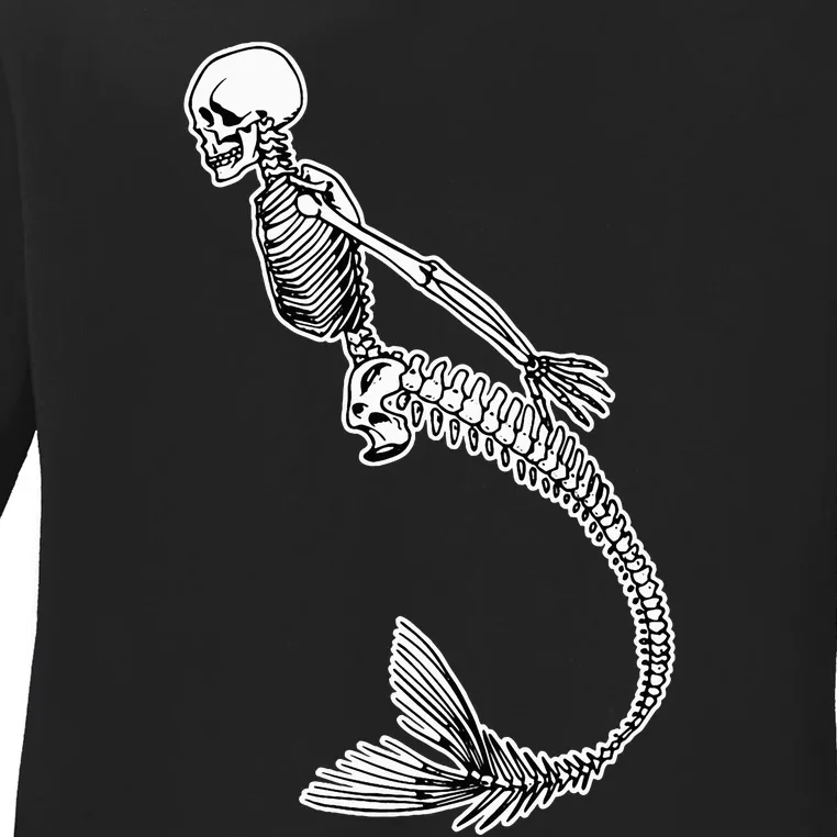 Creepy Mermaid Skeleton Halloween Costume Idea Ladies Long Sleeve Shirt