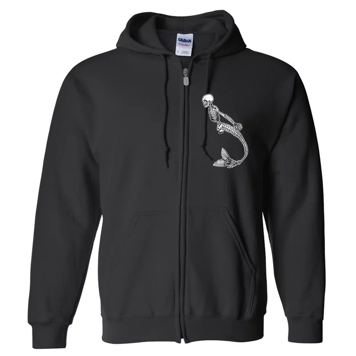 Creepy Mermaid Skeleton Halloween Costume Idea Full Zip Hoodie