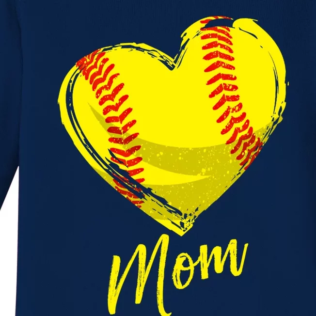 Cute Mom Softball Gift For Proud Pitchers Mama Aunt Gift Baby Long Sleeve Bodysuit