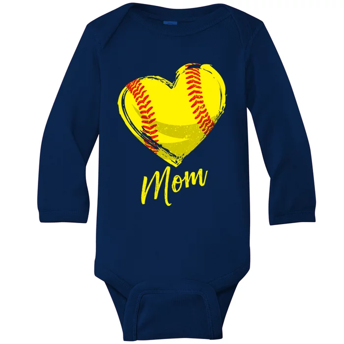 Cute Mom Softball Gift For Proud Pitchers Mama Aunt Gift Baby Long Sleeve Bodysuit