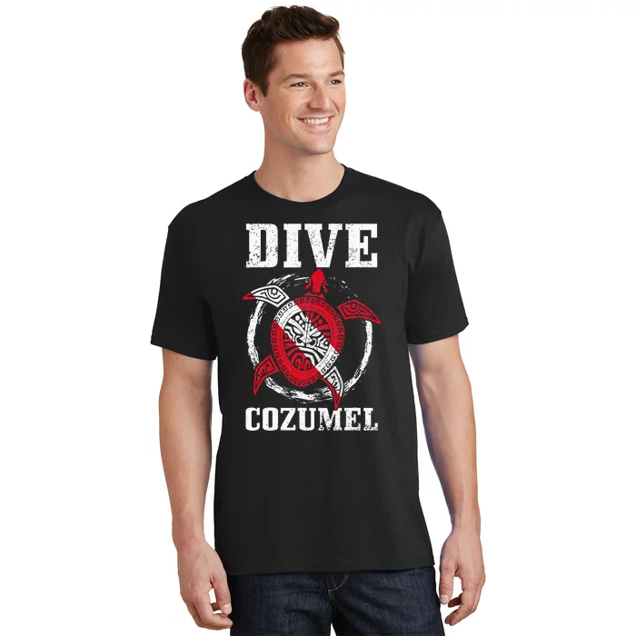 Cozumel Mexico Scuba Diving Flag Sea Turtle Scuba Diver Dive T-Shirt