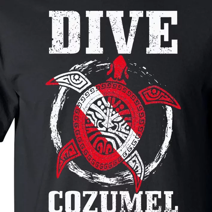 Cozumel Mexico Scuba Diving Flag Sea Turtle Scuba Diver Dive Tall T-Shirt