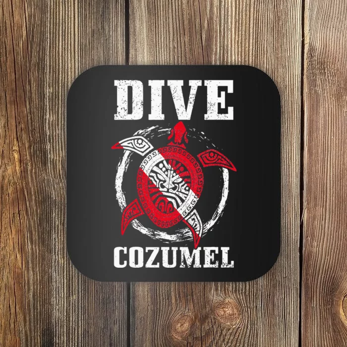 Cozumel Mexico Scuba Diving Flag Sea Turtle Scuba Diver Dive Coaster