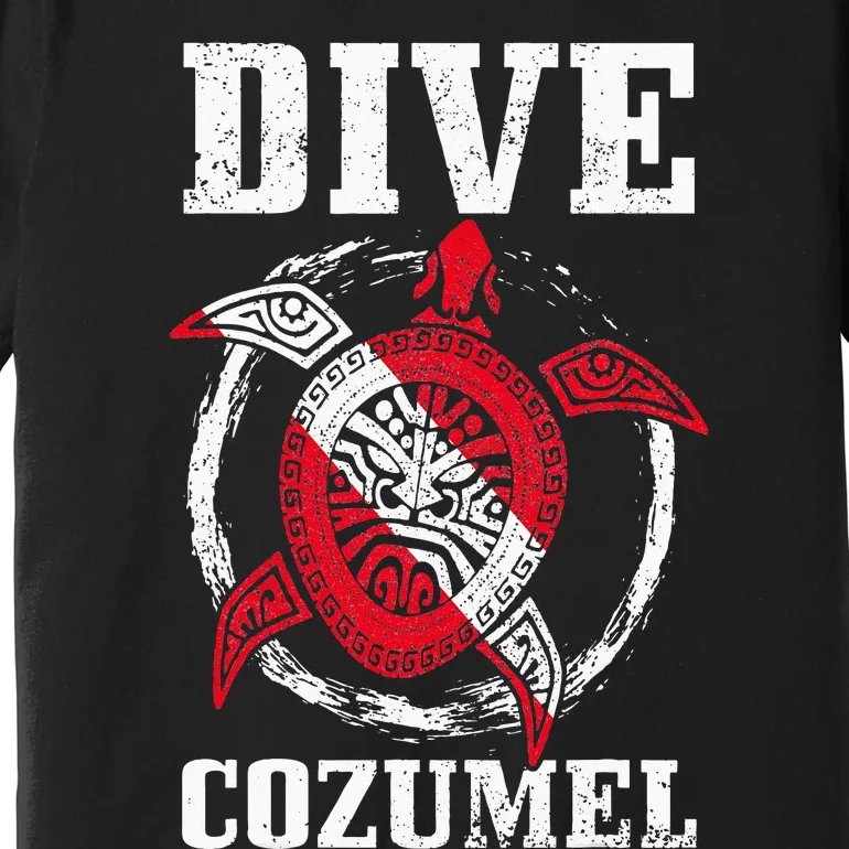 Cozumel Mexico Scuba Diving Flag Sea Turtle Scuba Diver Dive Premium T-Shirt