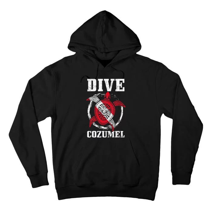 Cozumel Mexico Scuba Diving Flag Sea Turtle Scuba Diver Dive Tall Hoodie