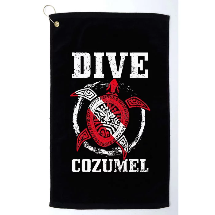 Cozumel Mexico Scuba Diving Flag Sea Turtle Scuba Diver Dive Platinum Collection Golf Towel