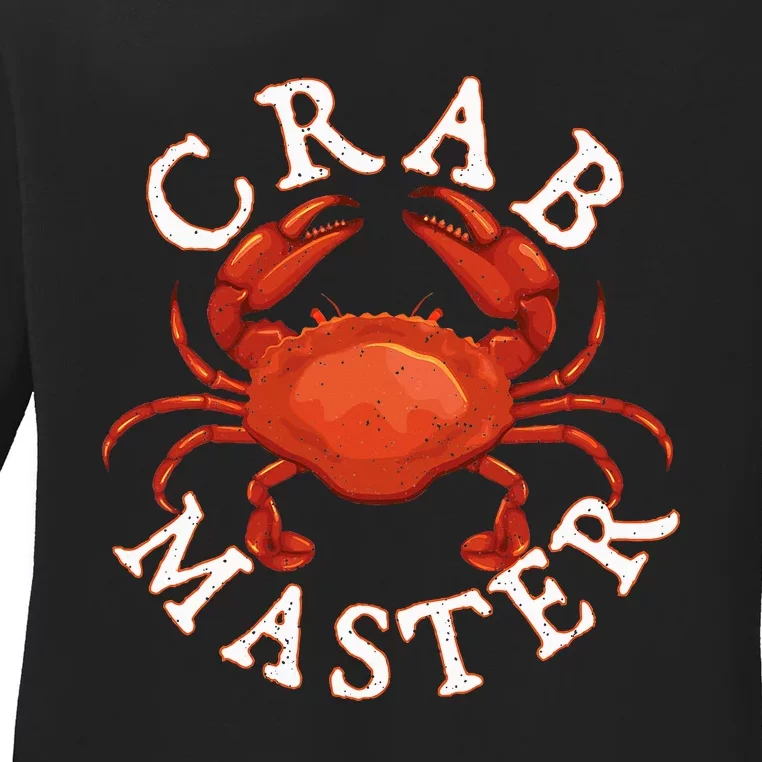 Crab Master Seafood Crustacean Sea Lover Hunting Crabbing Ladies Long Sleeve Shirt