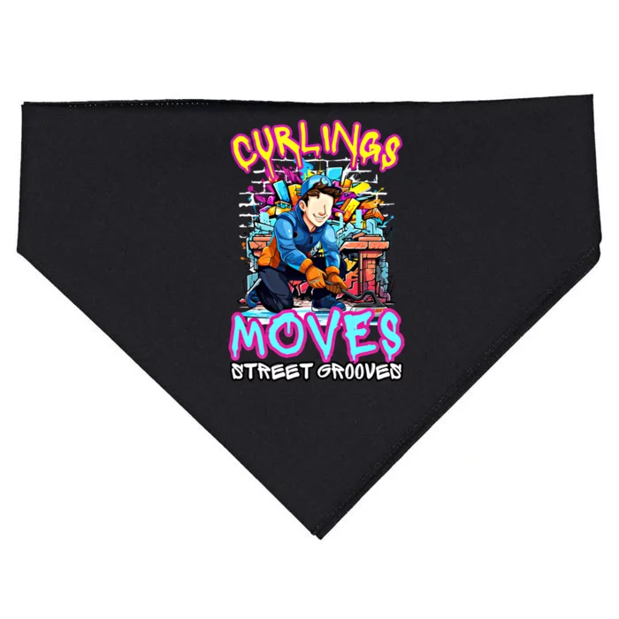 Curlings Moves Street Grooves Curling Meaningful Gift Funny Curling Funny Gift USA-Made Doggie Bandana