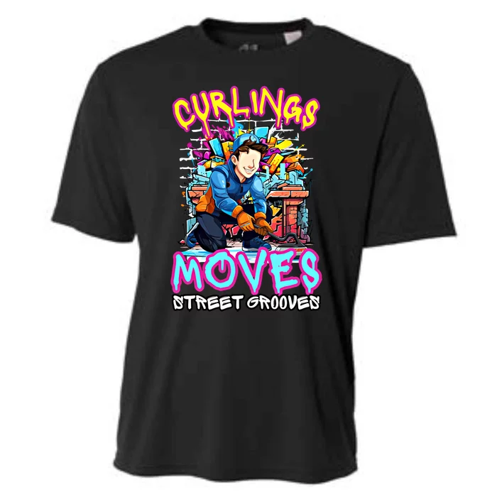 Curlings Moves Street Grooves Curling Meaningful Gift Funny Curling Funny Gift Cooling Performance Crew T-Shirt