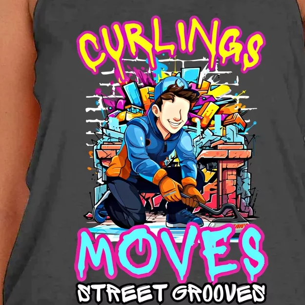 Curlings Moves Street Grooves Curling Meaningful Gift Funny Curling Funny Gift Women's Knotted Racerback Tank