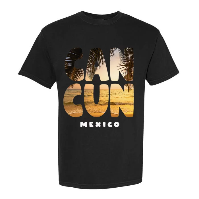 Cancun Mexico Souvenir Sunset Summer Vacation Garment-Dyed Heavyweight T-Shirt