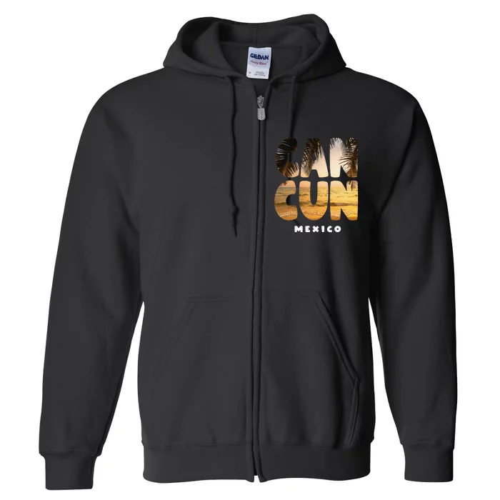 Cancun Mexico Souvenir Sunset Summer Vacation Full Zip Hoodie