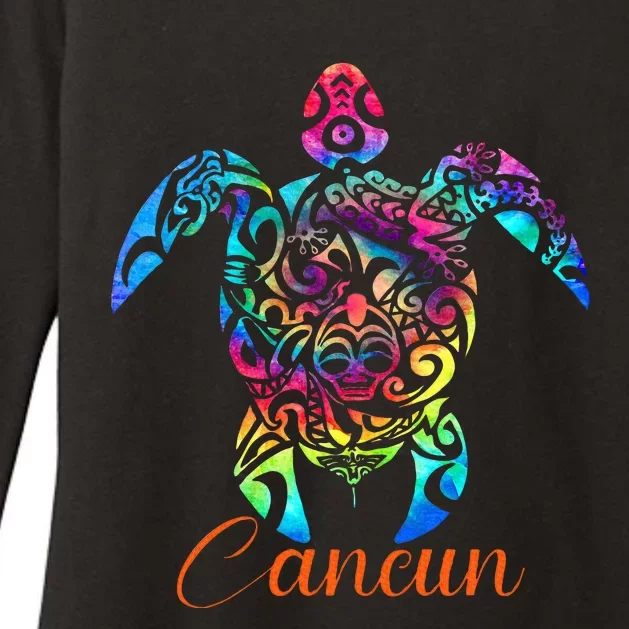 Cancun Mexico Sea Turtle Beach Vacay Trip Tie Dye Womens CVC Long Sleeve Shirt