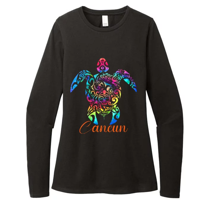 Cancun Mexico Sea Turtle Beach Vacay Trip Tie Dye Womens CVC Long Sleeve Shirt