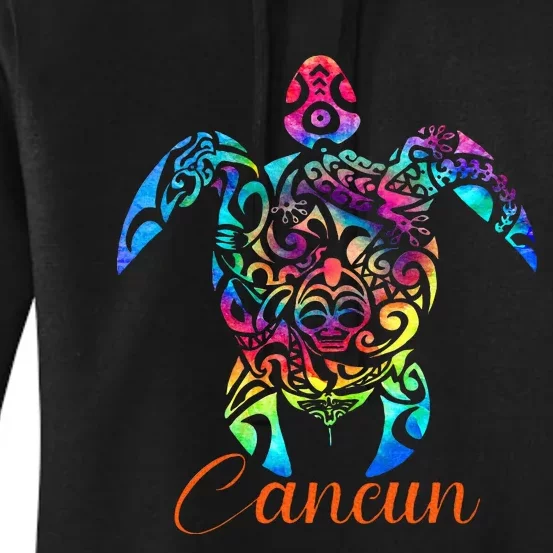 Cancun Mexico Sea Turtle Beach Vacay Trip Tie Dye Women's Pullover Hoodie