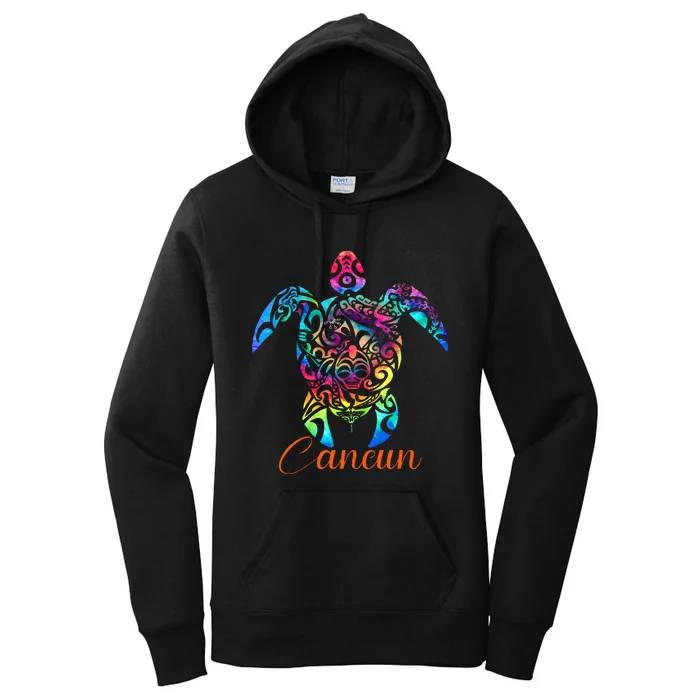 Cancun Mexico Sea Turtle Beach Vacay Trip Tie Dye Women's Pullover Hoodie