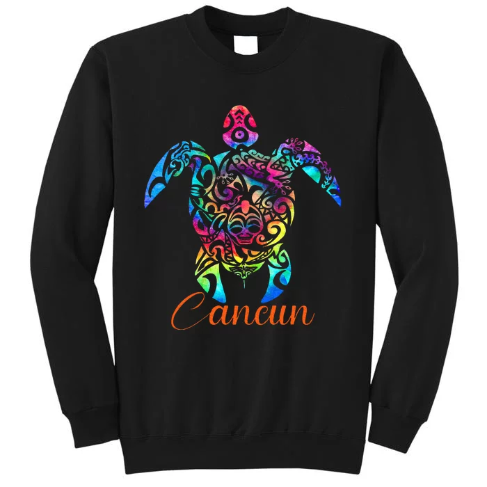 Cancun Mexico Sea Turtle Beach Vacay Trip Tie Dye Tall Sweatshirt