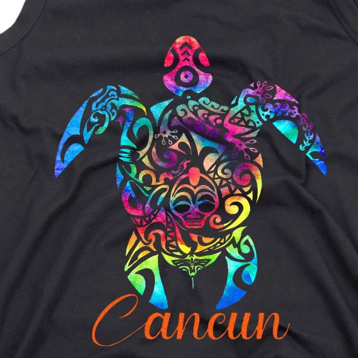 Cancun Mexico Sea Turtle Beach Vacay Trip Tie Dye Tank Top