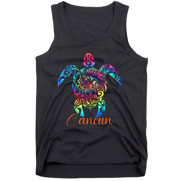 Cancun Mexico Sea Turtle Beach Vacay Trip Tie Dye Tank Top