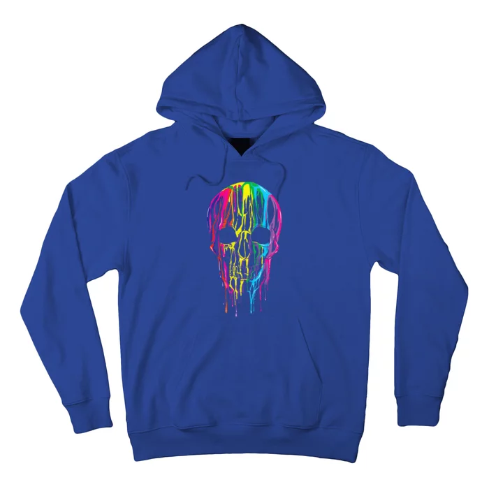 Colorful Melting Skull Halloween Rainbow Graphic Art Hoodie