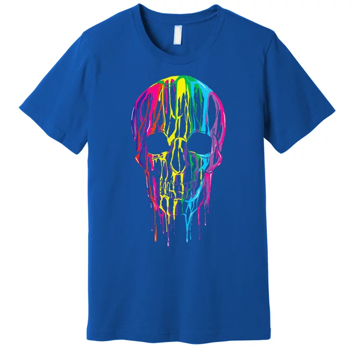 Colorful Melting Skull Halloween Rainbow Graphic Art Premium T-Shirt