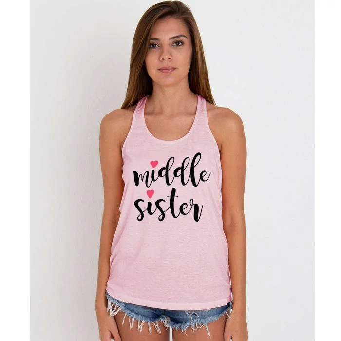 Cute Middle Sister Gift Lucky To Have Big Sis And Lil' Sister Cool Gift Women's Knotted Racerback Tank