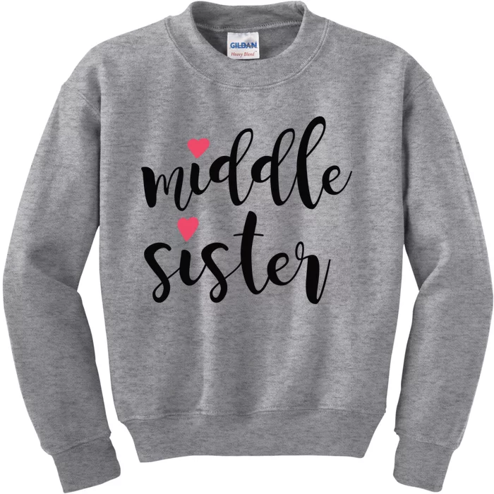 Cute Middle Sister Gift Lucky To Have Big Sis And Lil' Sister Cool Gift Kids Sweatshirt