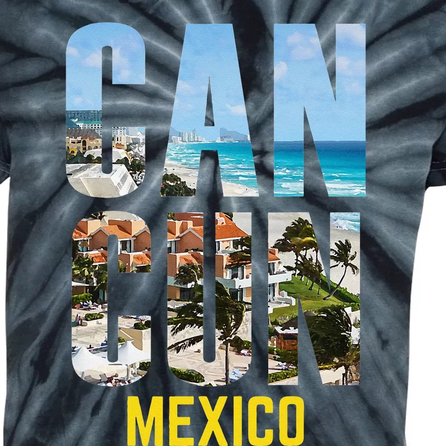 Cancun Mexico Souvenir Gift Spring Summer Vacation Break Kids Tie-Dye T-Shirt