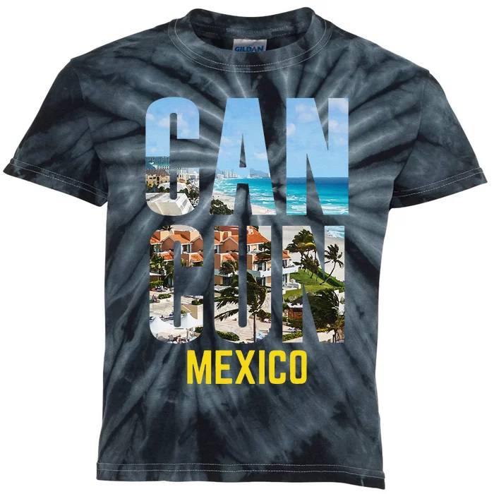 Cancun Mexico Souvenir Gift Spring Summer Vacation Break Kids Tie-Dye T-Shirt