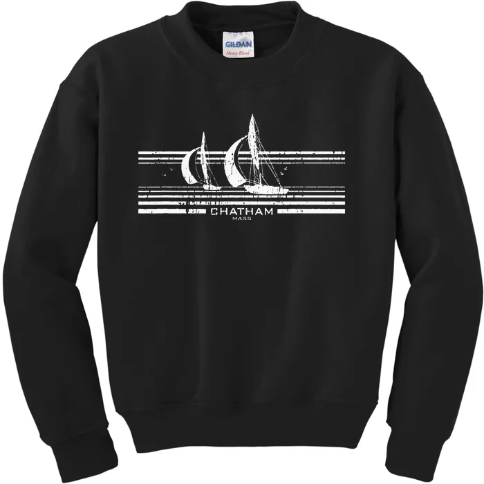 Chatham MA Sailboat Vintage 70s Graphic Kids Sweatshirt