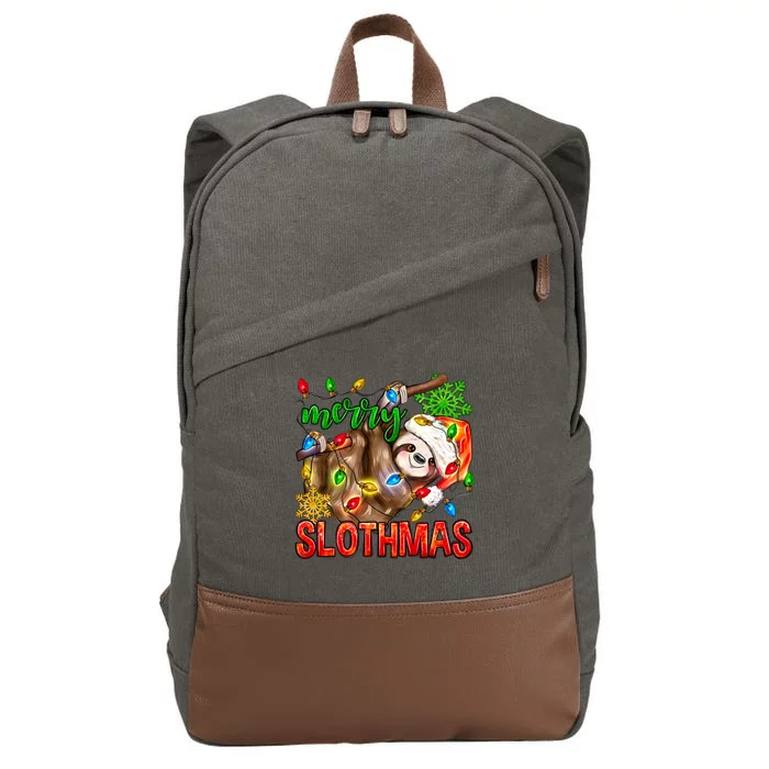 Cool Merry Slothmas Funny Sloth Cotton Canvas Backpack