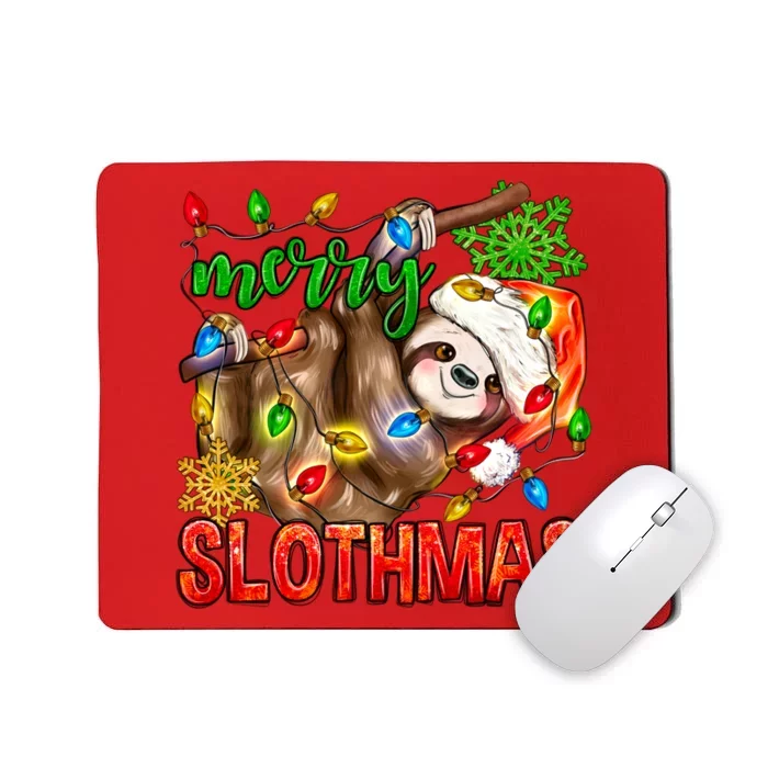 Cool Merry Slothmas Funny Sloth Mousepad