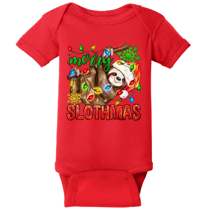 Cool Merry Slothmas Funny Sloth Baby Bodysuit