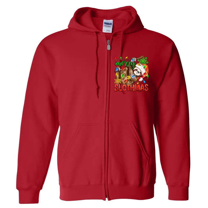 Cool Merry Slothmas Funny Sloth Full Zip Hoodie