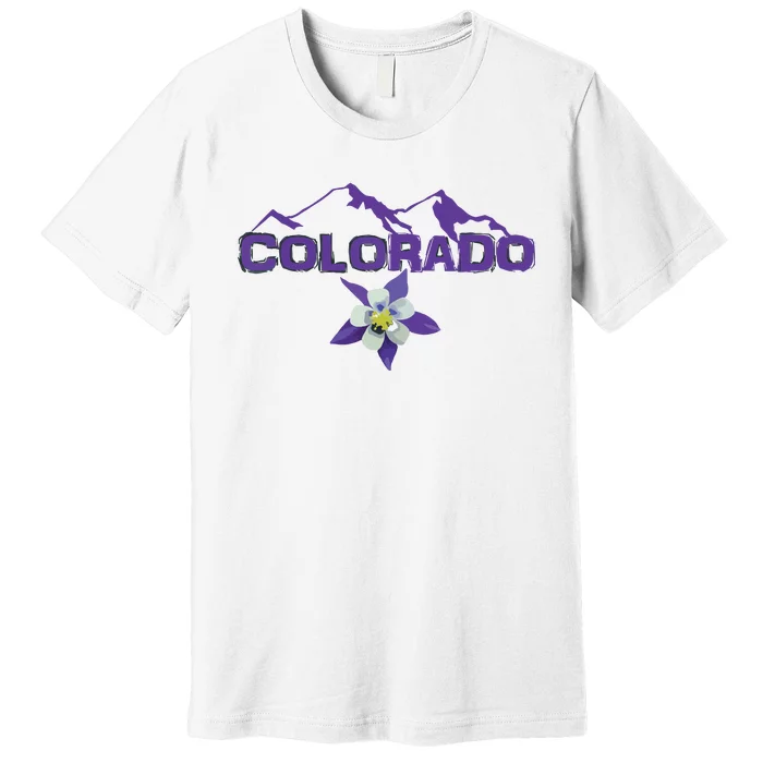 Colorado Mountain Silhouette Columbine State Flower T Premium T-Shirt