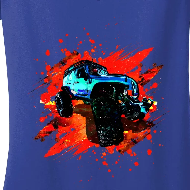 Cool Monster Truck Racing Gift Women's V-Neck T-Shirt