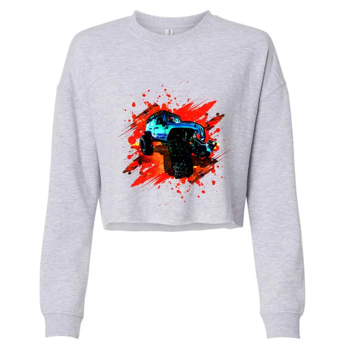 Cool Monster Truck Racing Gift Cropped Pullover Crew