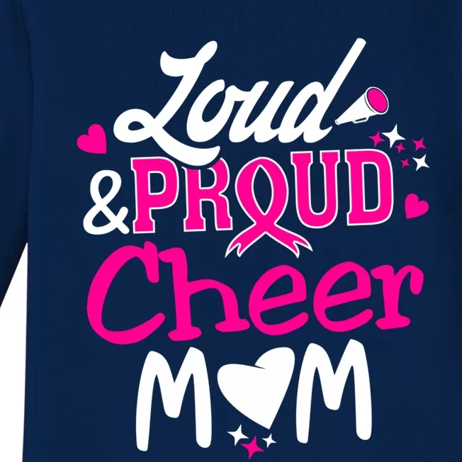 Cheer Mom Tee Pink Month Loud And Proud Cheerleading Gift Baby Long Sleeve Bodysuit