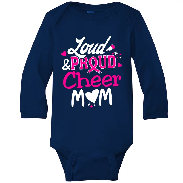 Cheer Mom Tee Pink Month Loud And Proud Cheerleading Gift Baby Long Sleeve Bodysuit