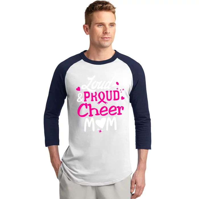 Cheer Mom Tee Pink Month Loud And Proud Cheerleading Gift Baseball Sleeve Shirt