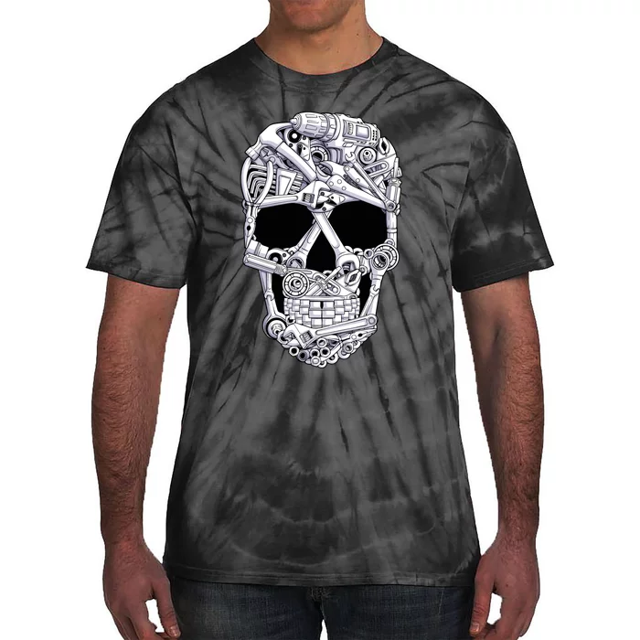 Car Mechanic Tools Skull Garage Halloween Costume Skeleton Tie-Dye T-Shirt