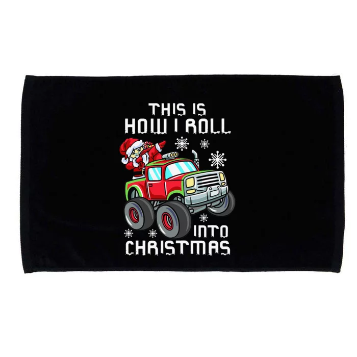 Christmas Monster Truck For Dabbing Santa Truck Microfiber Hand Towel