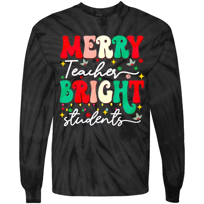 Christmas Merry Teacher Bright Students Funny Teaching Gifts Tie-Dye Long Sleeve Shirt