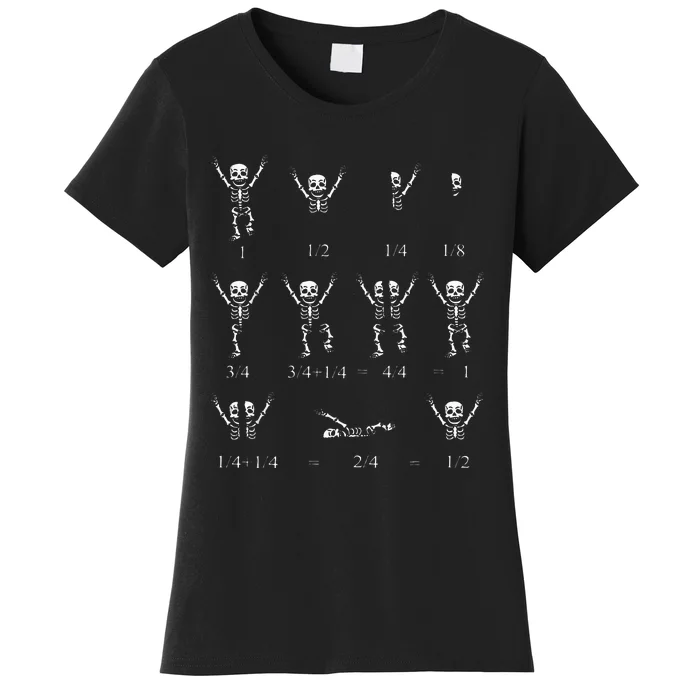 Cute Math Teacher Equation Skeleton Math Students Halloween Women's T-Shirt