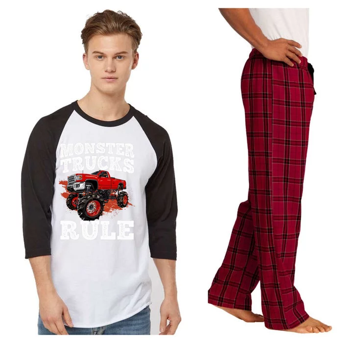 Cool Monster Truck For Trucks Mud Truck Driver Raglan Sleeve Pajama Set