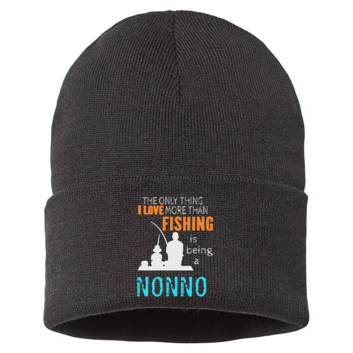 Cute More Than Love Fishing Nonno Italy Italian Grandpa Sustainable Knit Beanie